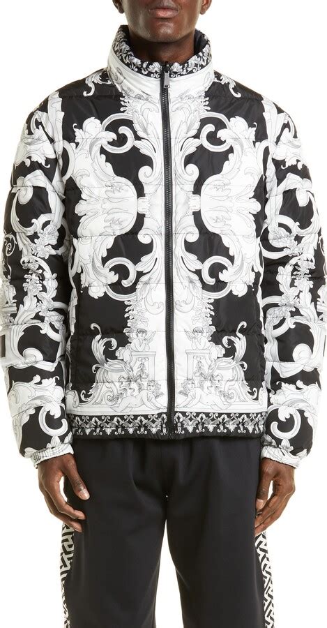 Versace Men's Silver Baroque Puffer Jacket 